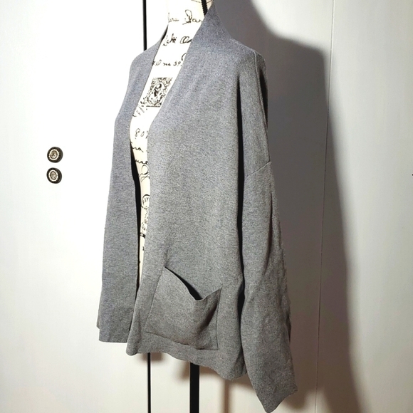 Devotion by Cyrus- Womens Gray Dropped shoulder Open Cardigan Pockets Sz.XL - Picture 3 of 6